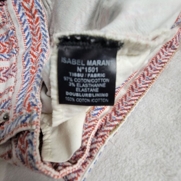 Isabel Marant Étoile Womens Chevron Striped Cropped Pants Sz 36 Red/Blue Stretch - Picture 5 of 11
